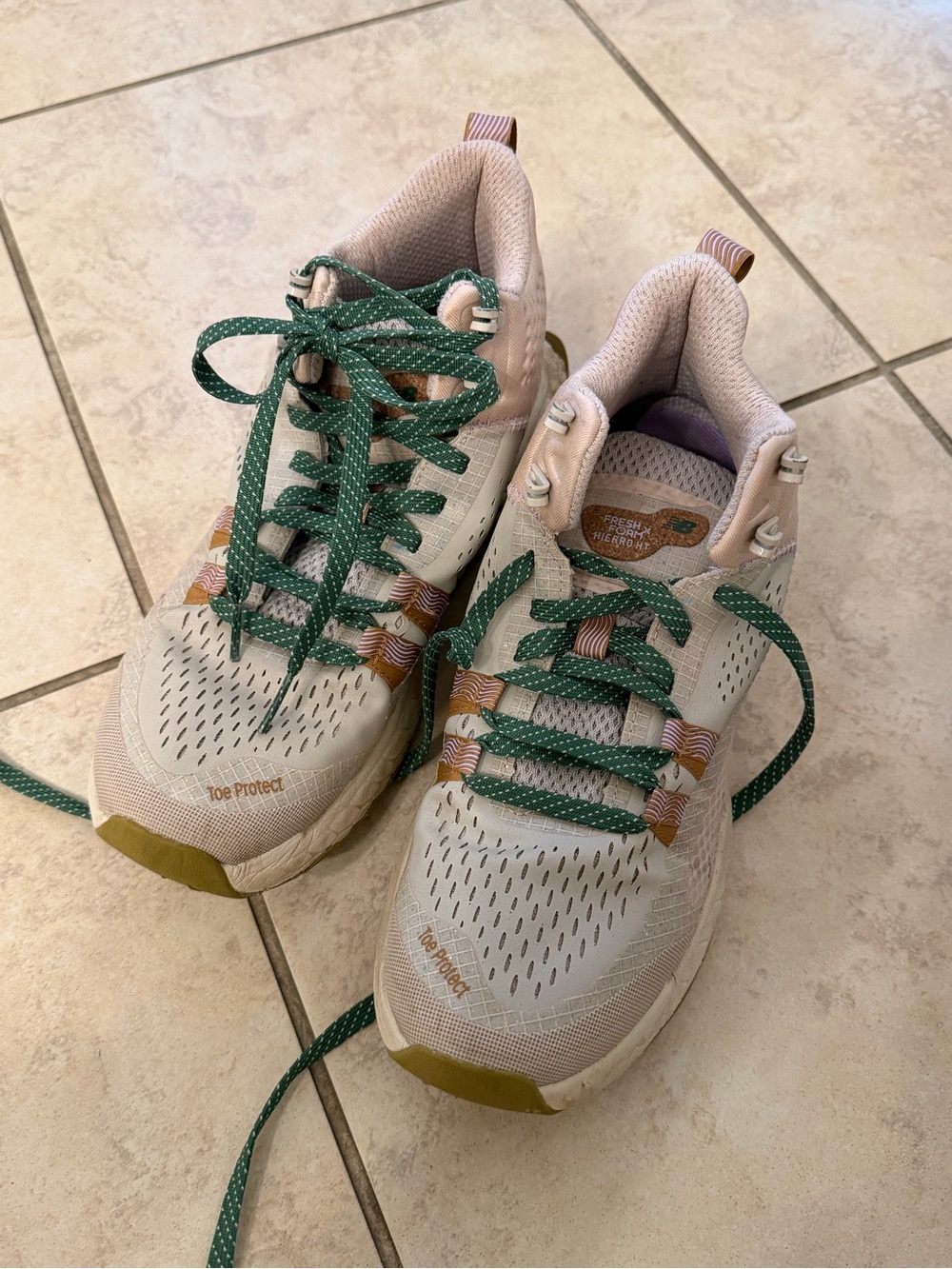 New Balance Women's Pink Athletic Sneakers with Green Laces